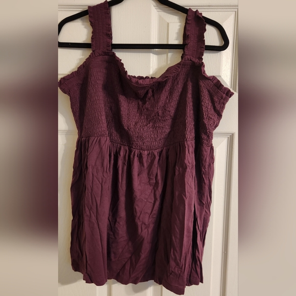 Torrid Knit Babydoll Square Neck Smocked Bodice Tank Purple Size 3XL - Picture 4 of 4